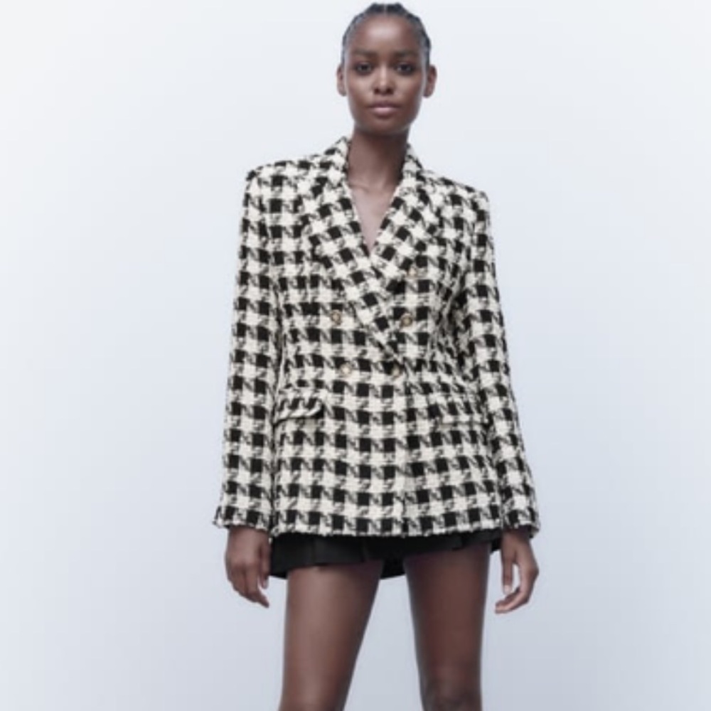 Zara houndstooth checkered blazer